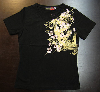 レディース和柄半袖Tシャツ 藤桜牡丹刺繍